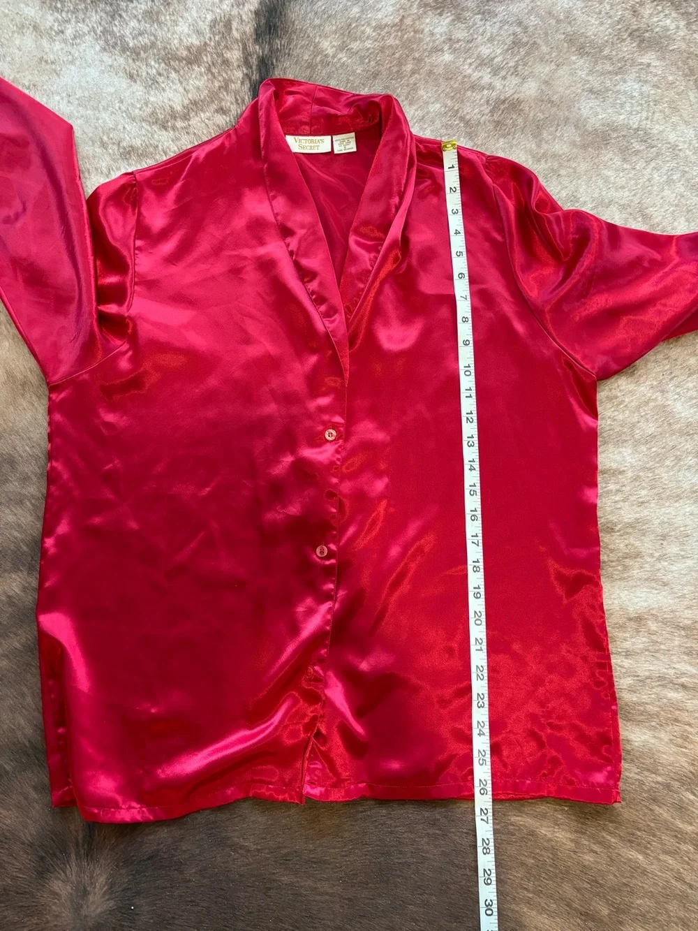 Victoria's Secret Vintage Gold Label Red Satin Pajama Set S
